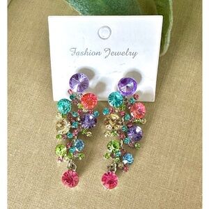 Pastel rainbow rhinestone drop earrings
